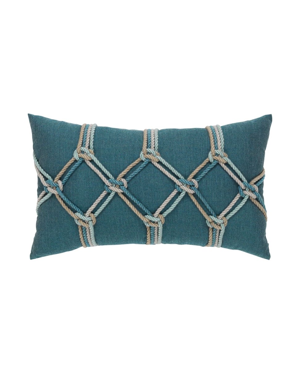 Rope Lumbar Sunbrella Pillow, Blue